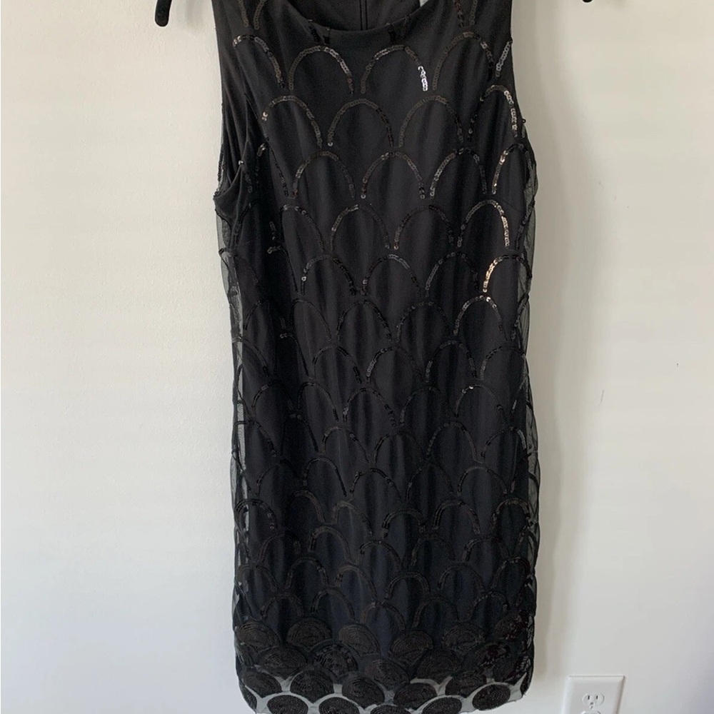 Eliza J Black Sequin Sheath Dress size 6 sleeveless black